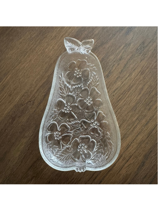 Unbranded Other - Vintage Pressed Glass Pear Dish — Floral